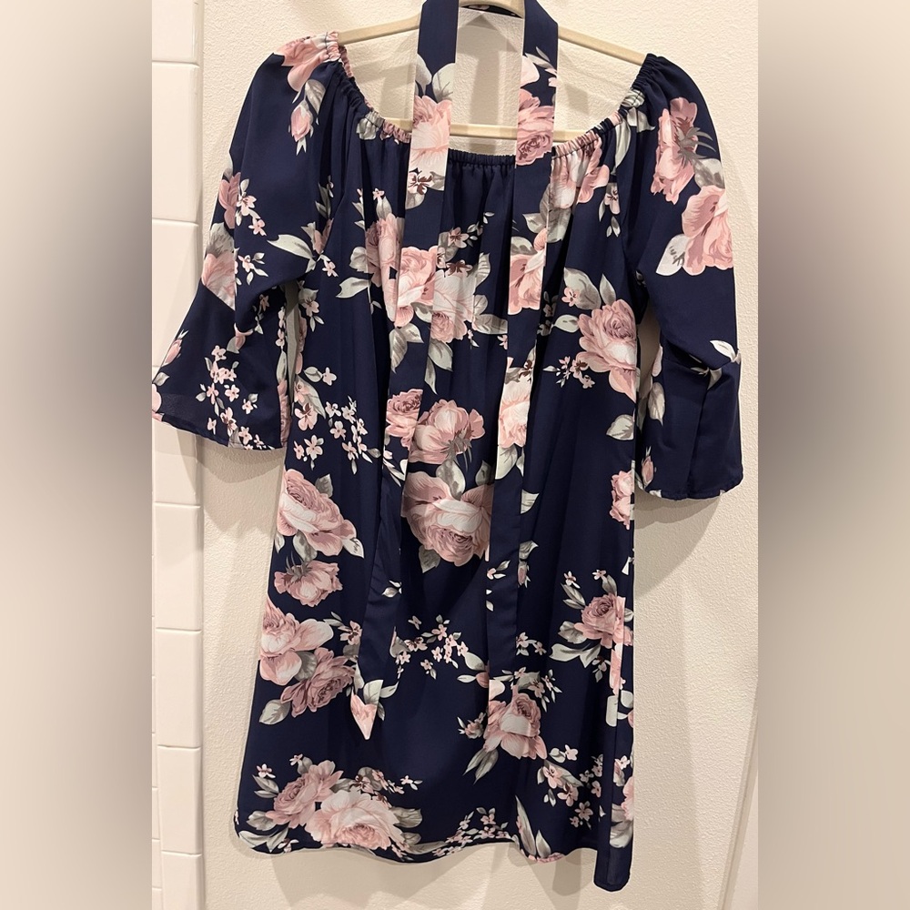 Floral Print Navy Dress